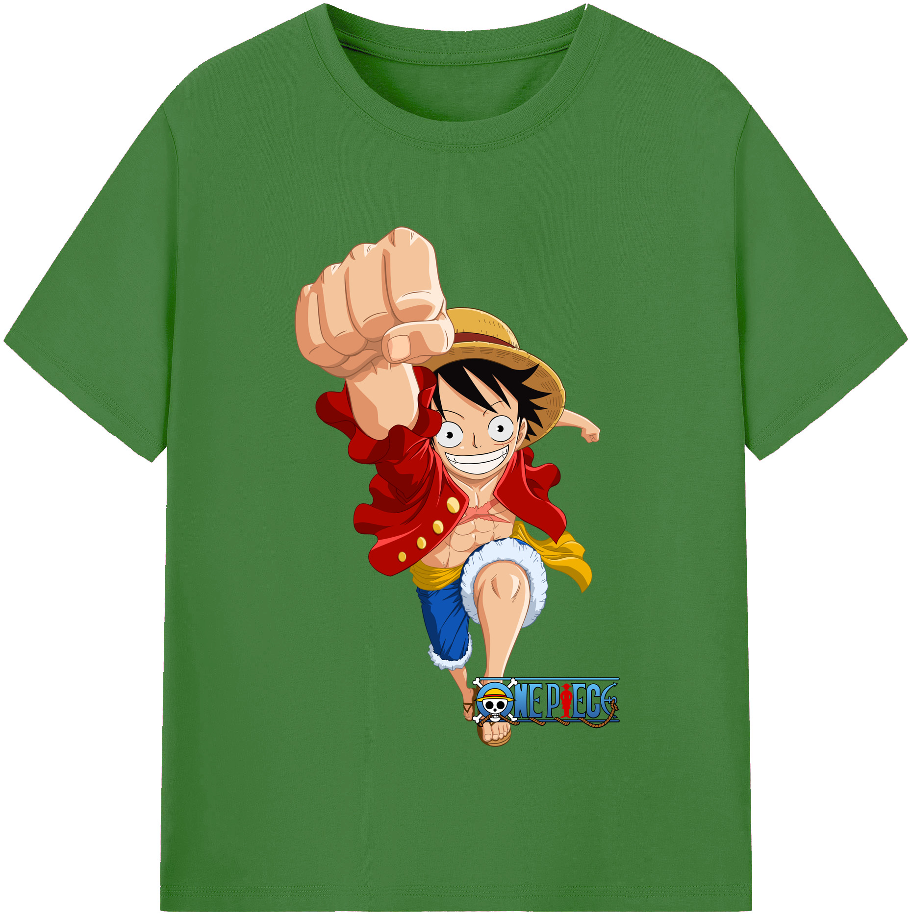 ワンピース モンキー・D・ルフィ ONE PIECE Monkey D. Luffy レディースカジュアルプリントTシャツ（綿100％）